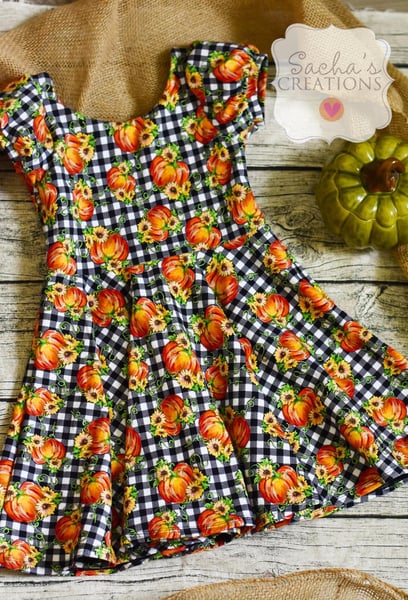 Image of Pumpkins & Sunflowers Twirl Dress 