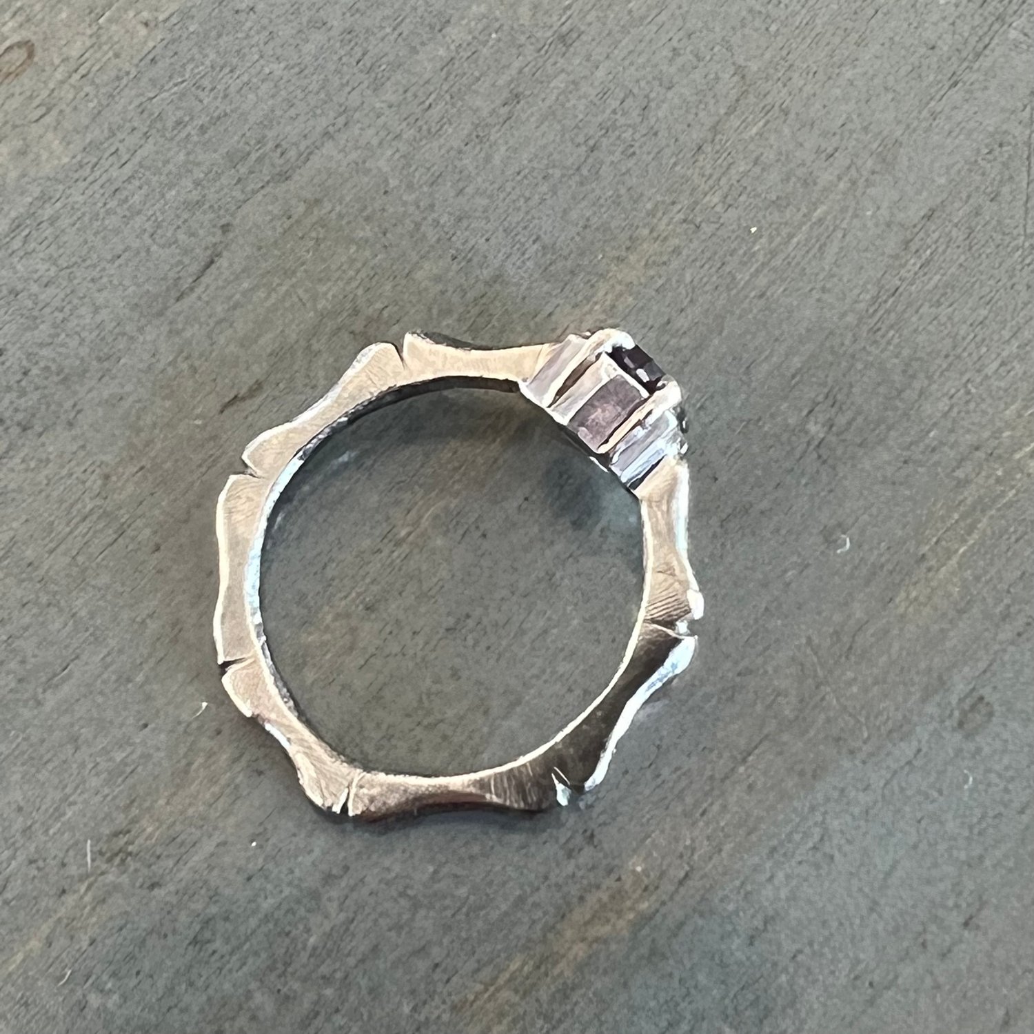 Image of Hand-carved Amethyst Sterling Silver Ring, Size 9.25