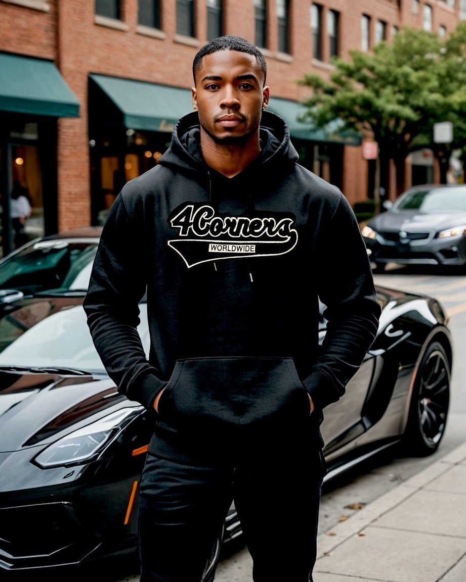 Image of 4 Corners (Worldwide) Black Hoody Chenille Patch