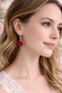 Image 4 of Bridgerton Era Scarlet Bloom Earrings 