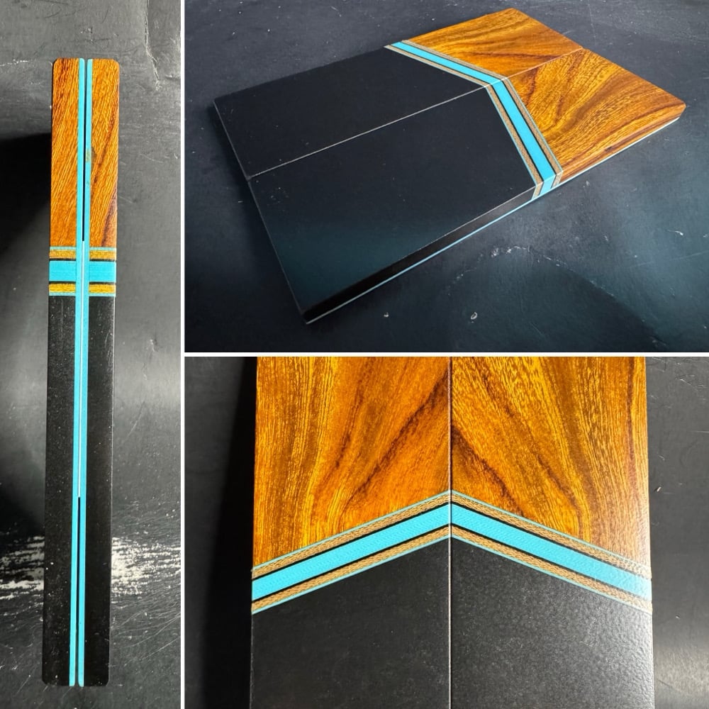 Image of Desert Ironwood & Black Micarta Segmented Knife Scales