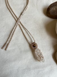 Image 1 of macrame pendant with clear quartz