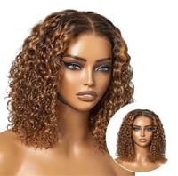 Image 1 of 16" Ombre Highlight Deep Curly Bob