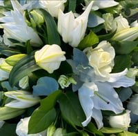 Image 3 of Lily and rose coffin spray 