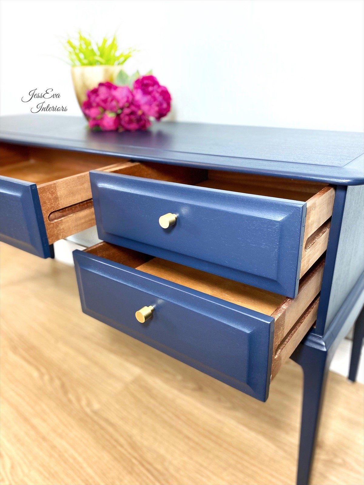 Stag Minstrel Dressing Table painted in navy blue 