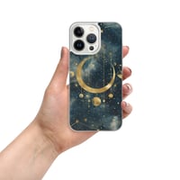 Image 22 of Blue and Gold Celestial Moons Design Clear Case for iPhone®