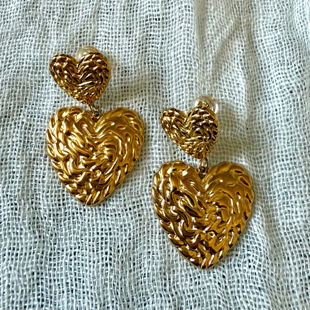 Image of ORECCHINI ACCIAIO CUORI PENDENTI