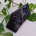 Black damask makeup or pencil case