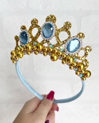 Image 3 of Baby Blue & Gold Princess tiara crown princess dress up hair accessories 