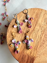 Image 2 of Floral Cross Earrings 