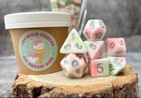 Image 1 of Ice Cream Dice | Pastel Pink, Mint and White Resin Dice Set