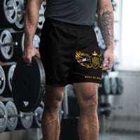 Image 1 of BOSSFITTED Black and Yellow Men's Athletic Shorts