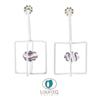 Image 1 of White cages with cloud earrings 