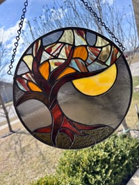 Image 4 of Large Stained Glass Tree of Life Moon Suncatcher - Handmade Nature Suncatcher