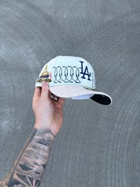 Image 1 of  MULTI TONE OFF WHITE SWEATER VISOR LA DODGERS CUSTOM FITTED CAP