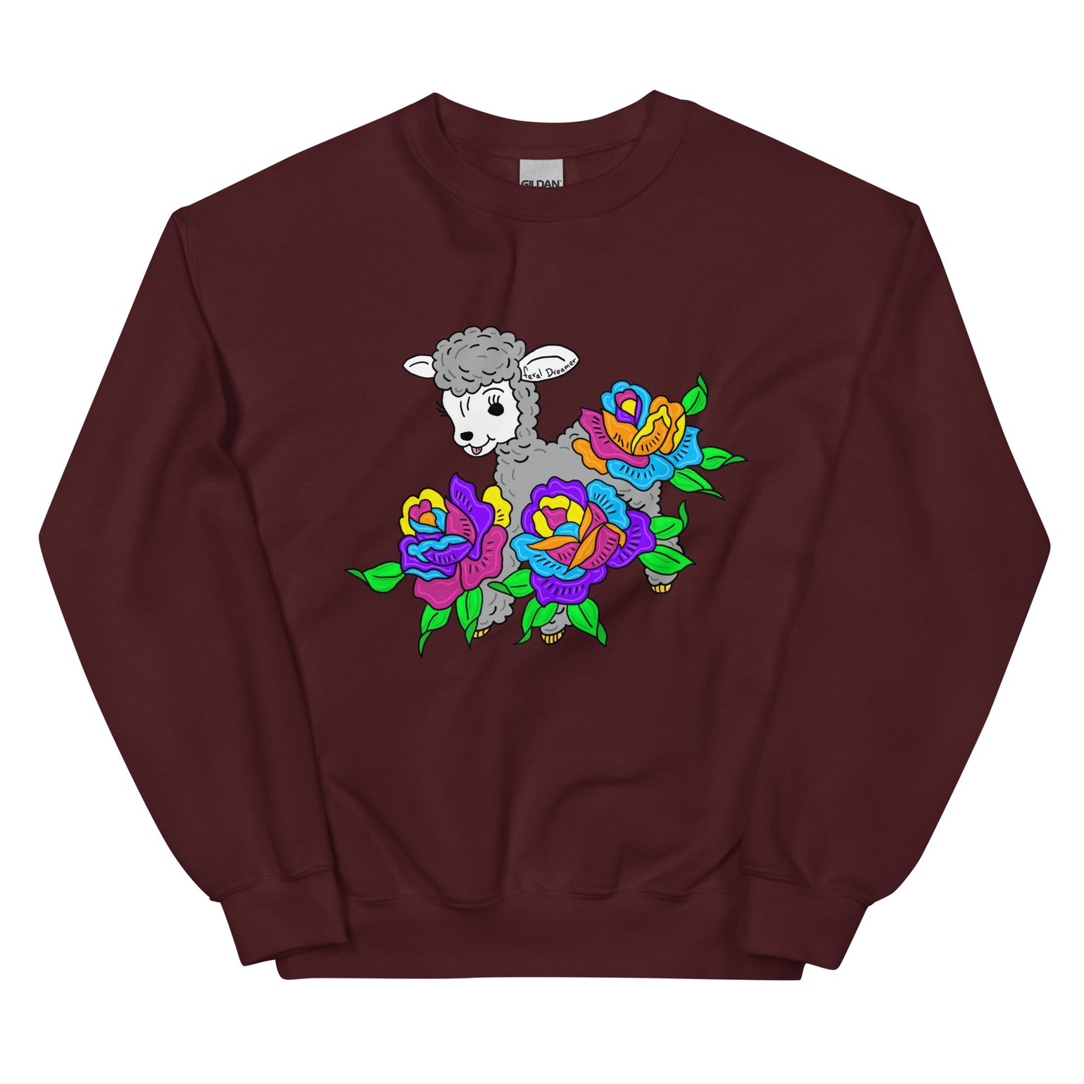 Image of FERAL DREAMERS-FLOWER MAROON /SWEATER