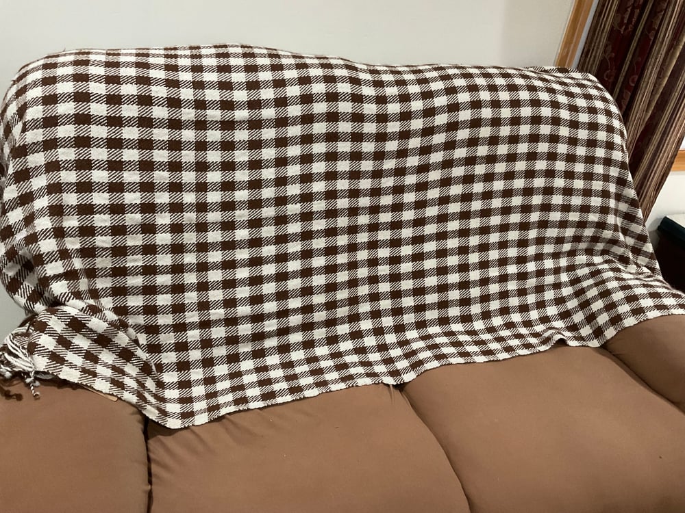 Image of Handwoven Check Alpaca Throw w/fringe