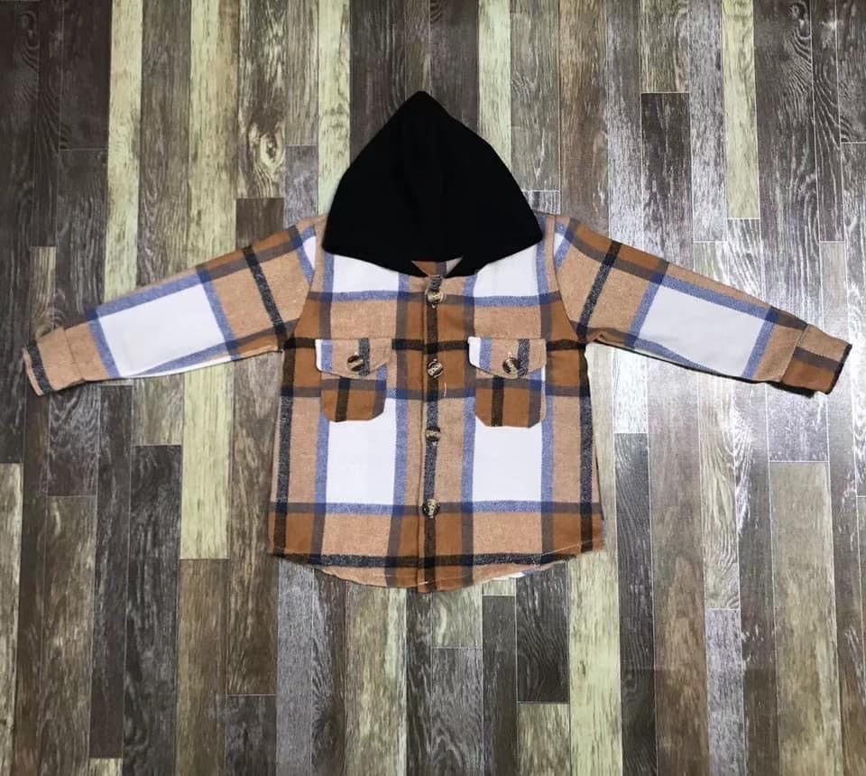 Image of flannel jacket with hoodie 