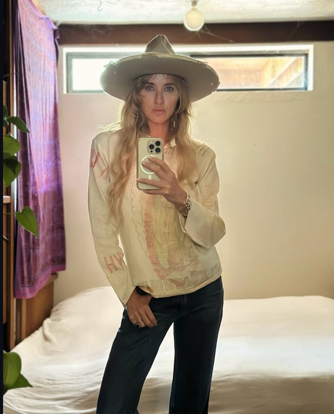 1960s Virgin of Guadalupe feedsack tunic