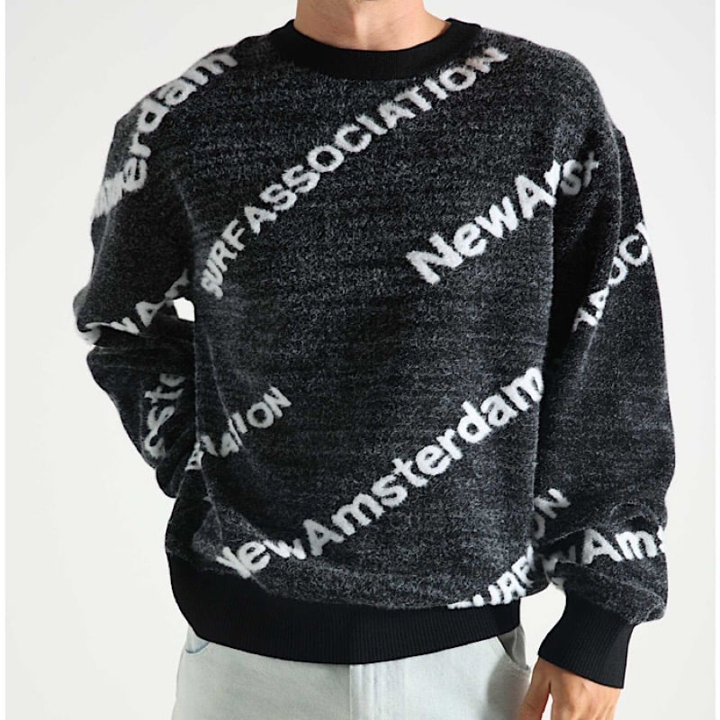 Image of NEW AMSTERDAM SURF ASSOCIATION NAME KNIT AOP BLACK