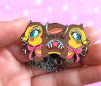 Image 2 of Siamese Twin Enamel Pendent Necklace