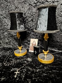 Image 1 of Black and gold Vintage Vanity lamp   - Real preserved spider webs 