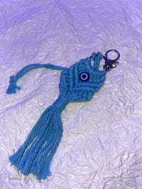 Image 5 of Fabric evil eye keychain