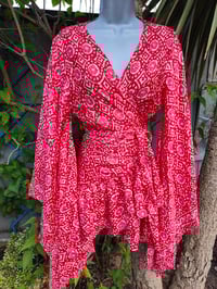 Image 3 of TULUM Tie dye co ord frill skirt  set 💜 red and pink