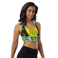 Image 1 of BOSSFITTED Grey Yellow and Green Longline Sports Bra