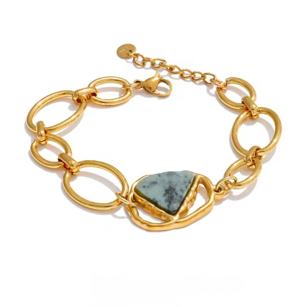 Image of AURORA 18ct Gold Plate Natural Stone Abstract Bracelet 