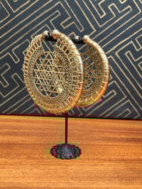 Image 4 of XL Gold Sri Yantra hoop ear weights