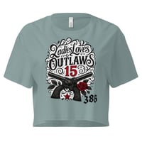 crop top ladies love gun roses grey