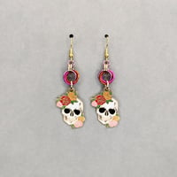 Floral Skull Moebius Earrings