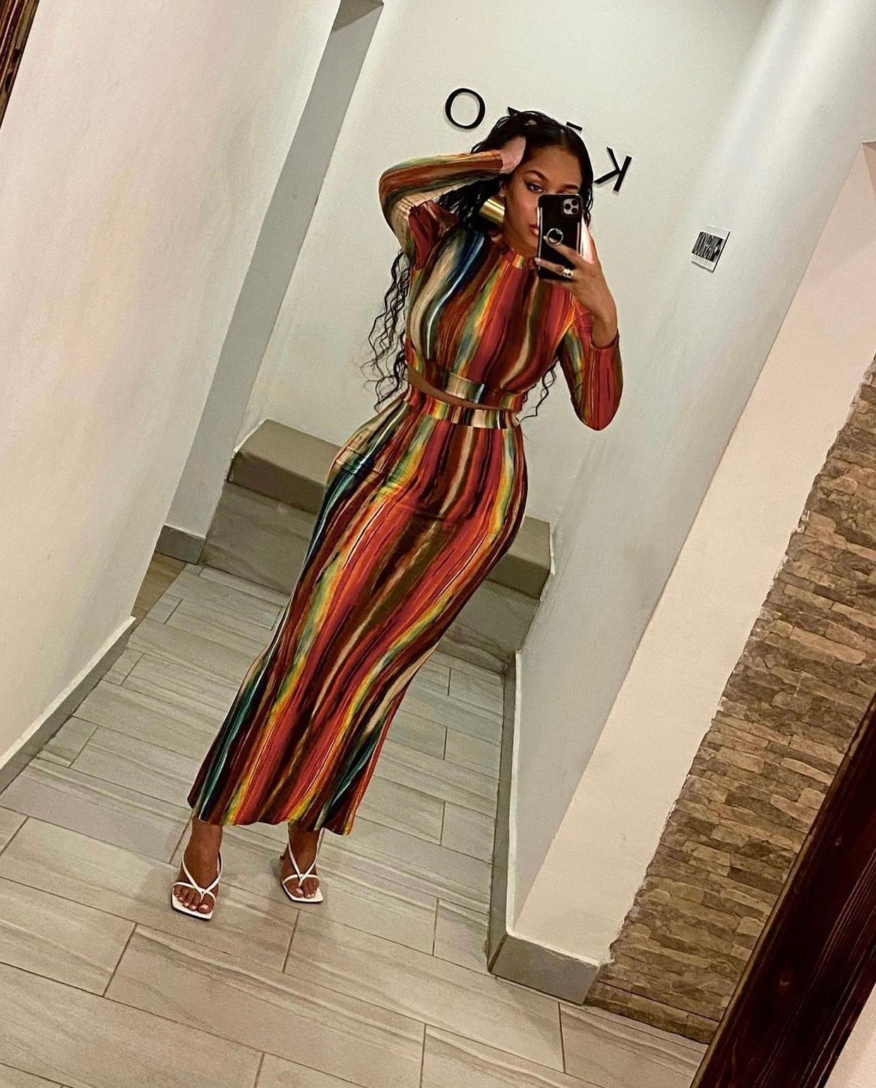 Image of TIE-DYE STRIPE PRINTED 2-PIECE SET (MEDIUM)