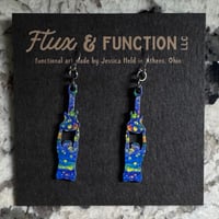 Image 1 of Wood dangle Trey Jedi Earrings with Poured Paint Detail #211