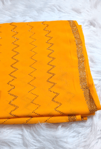 Image 3 of Yellow Soft Georgette Saree With Siroski