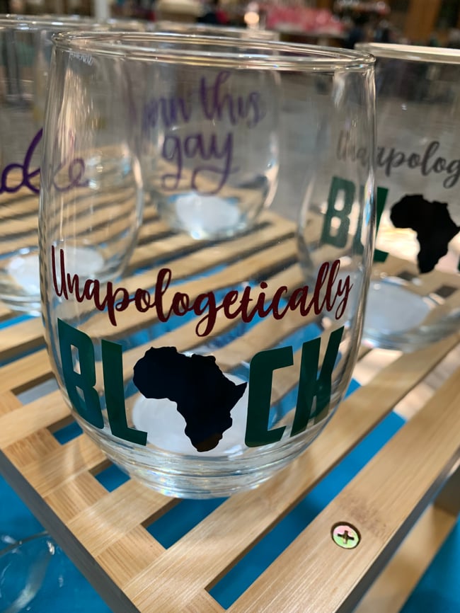 Juneteenth/black pride stemless wine glass