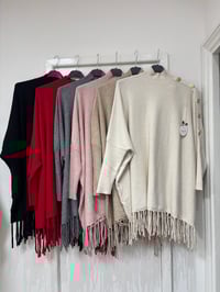 Button Shoulder Tassel Jumper