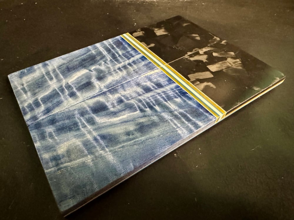 Image of Large Flake Carbon Fiber & Curly Cottonwood GLOW Segmented Knife Scales