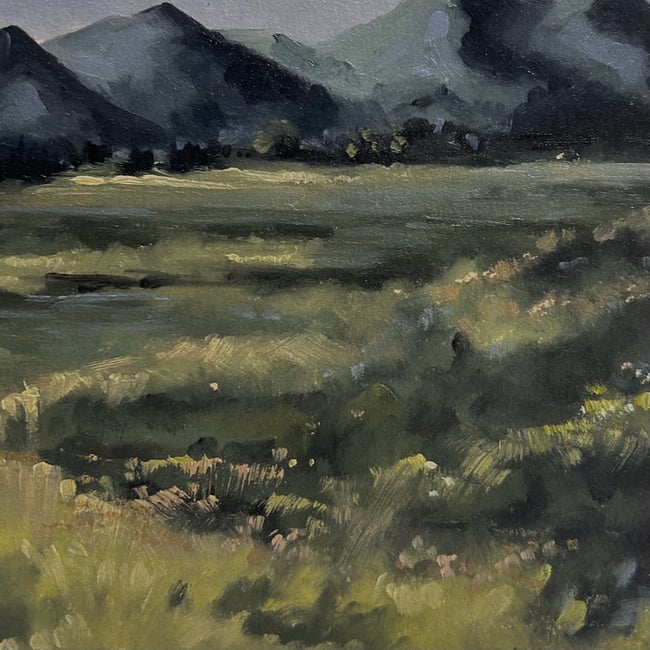 Unframed 6x12 Original Painting //  Mountain Landscape