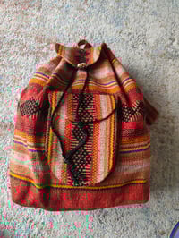 Image 7 of MALIA Mexican Baja woven fabric Backpack - ORANGE