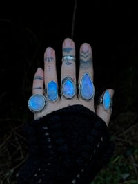 Image 4 of Moonstone Ring with Leaf Band~Sz 8.5/8.75