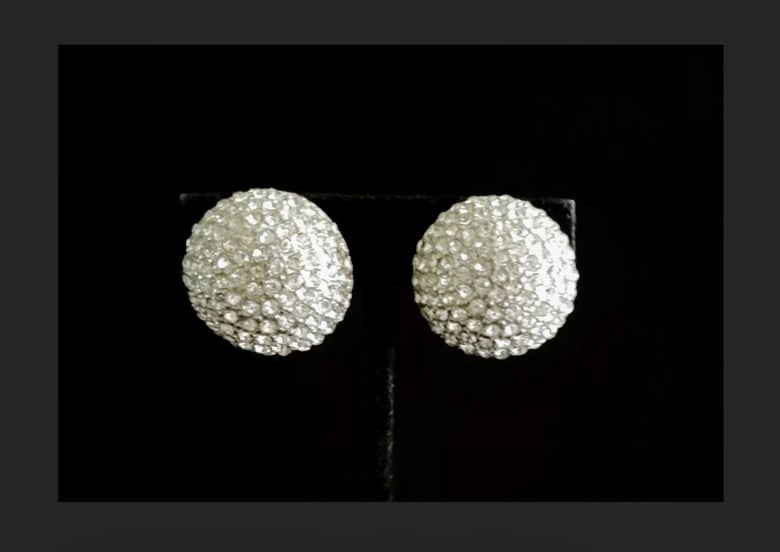 Image of Silver Rhinestone Clip Earrings 