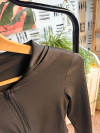 Image 2 of  Black ribbed cropped hoodie jacket 