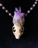 Lavender Quartz Mink Skull - Necklace