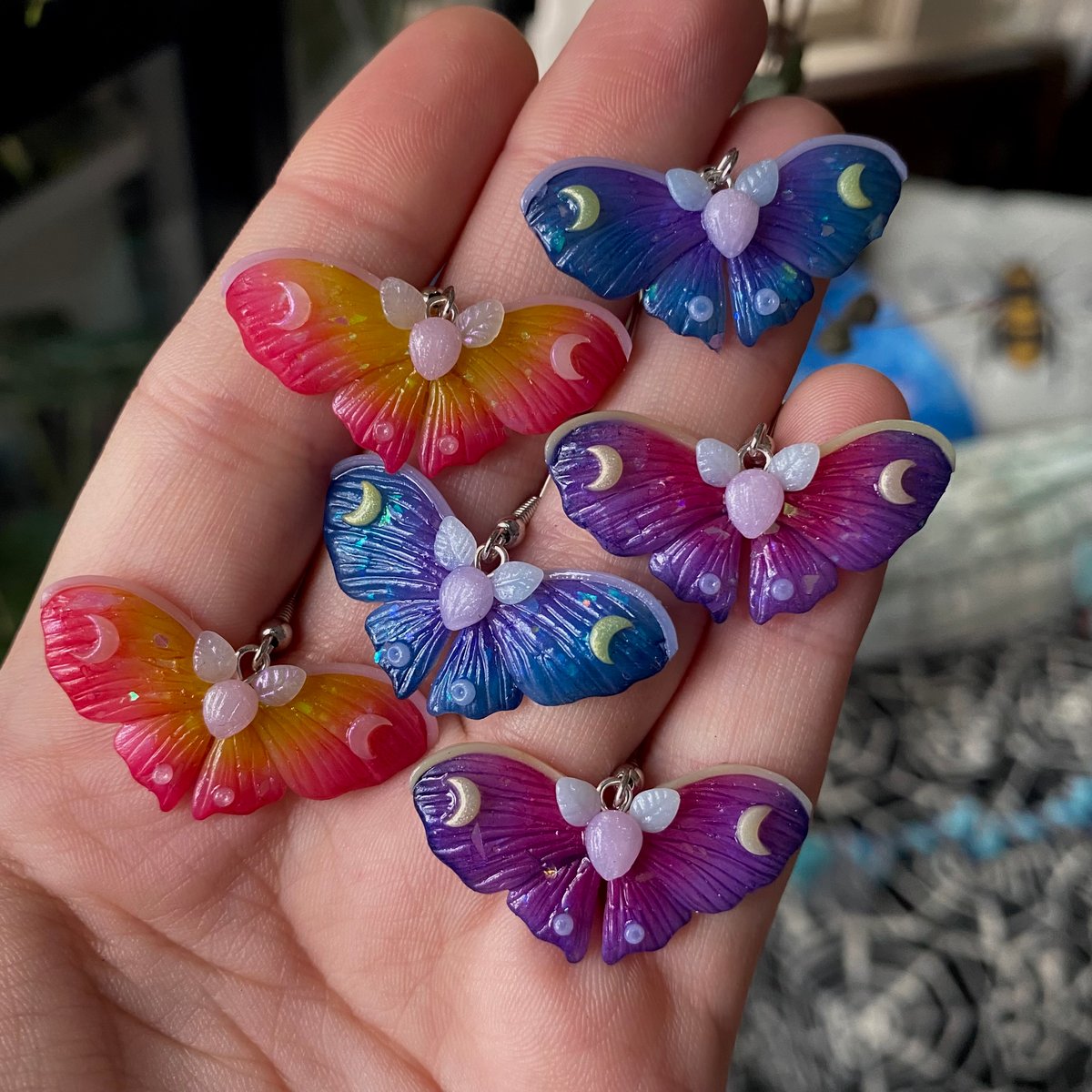 Opal Moth Earrings (2)