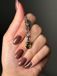 FACETED MOLDAVITE NECKLACE .925 STERLING SILVER (D)