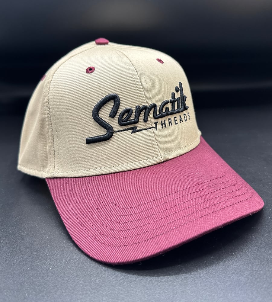 Image of STREAMLINE SNAPBACK HAT - MAROON/KHAKI