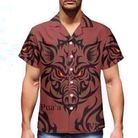 Image 2 of Men's Pique Pua'a Print Collard Shirt