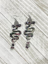 Image 1 of Purple melt snake earrings